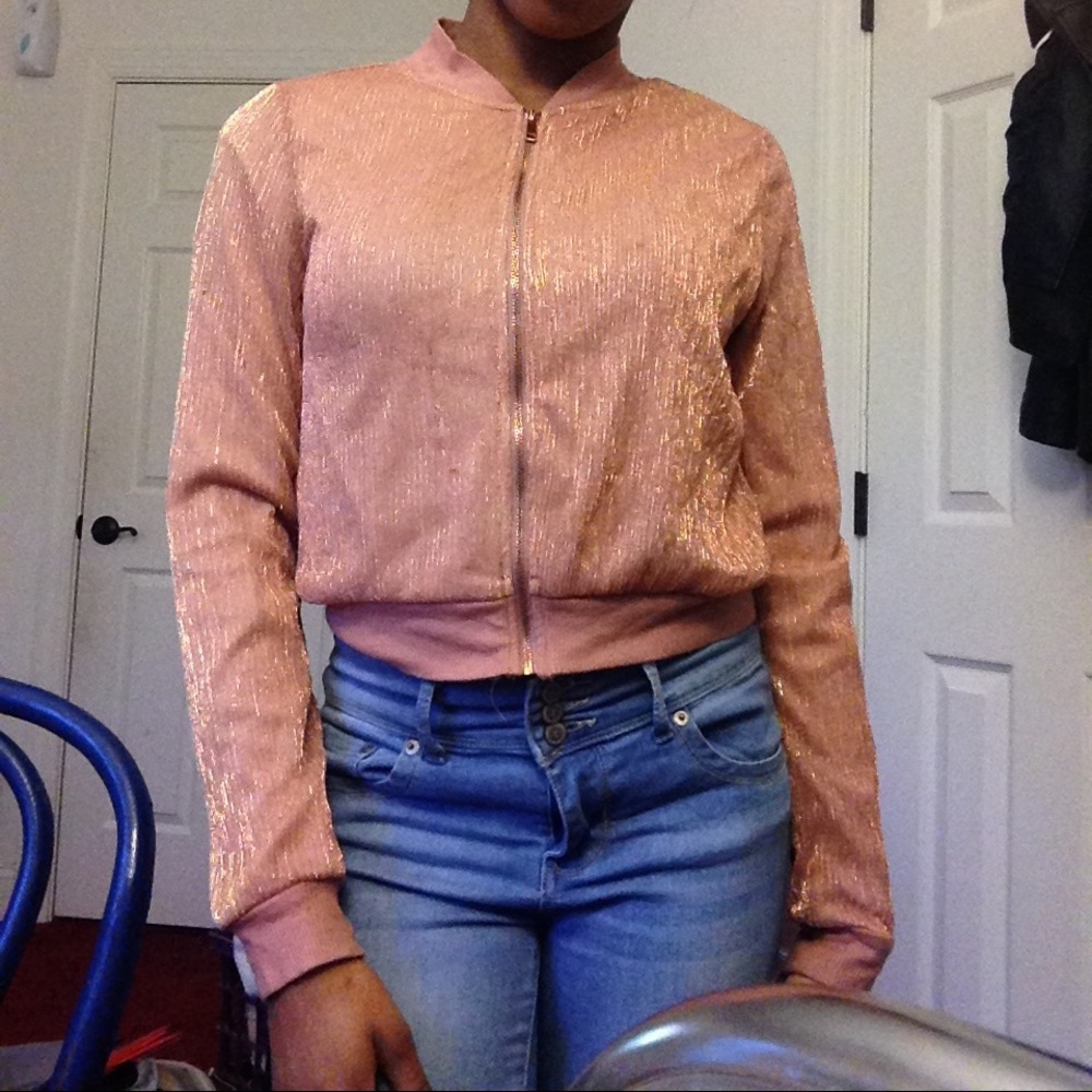 Cropped pink sparkly jacket